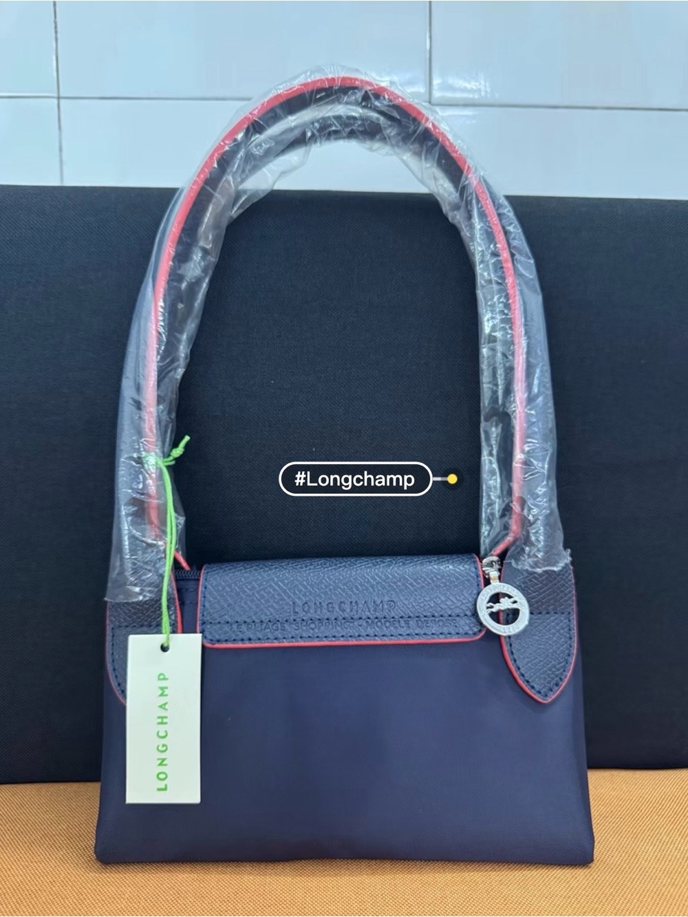 Longchamp Navy Tote with Red Trim and Accents - Picture 8 of 8